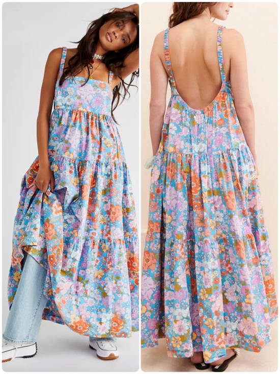 Free People Dresses & Skirts - Free People Park Slope Maxi Dress Bluebell Combo Floral Size XS